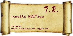 Tomsits Rózsa névjegykártya