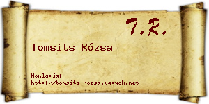 Tomsits Rózsa névjegykártya